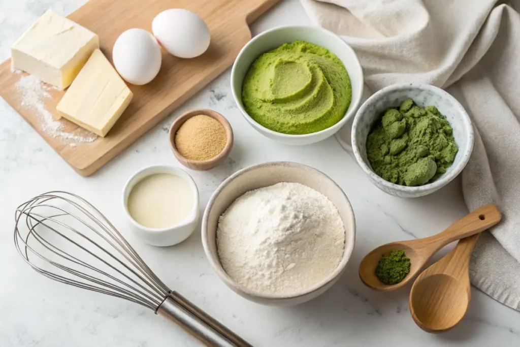 Matcha Pan ingredients neatly arranged on counter