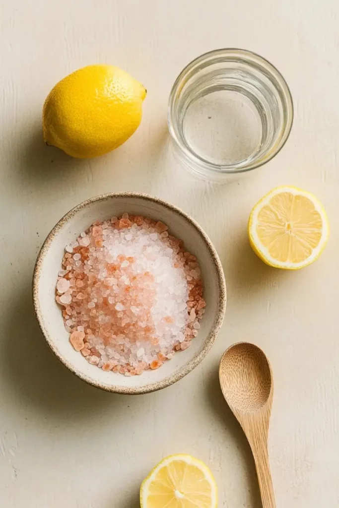 Ingredients for pink salt water recipe