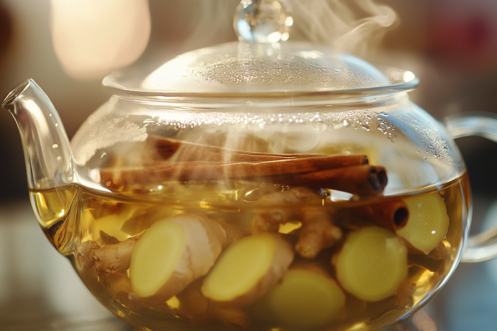 Brewing Natural Mounjaro Recipe Tea in glass teapot