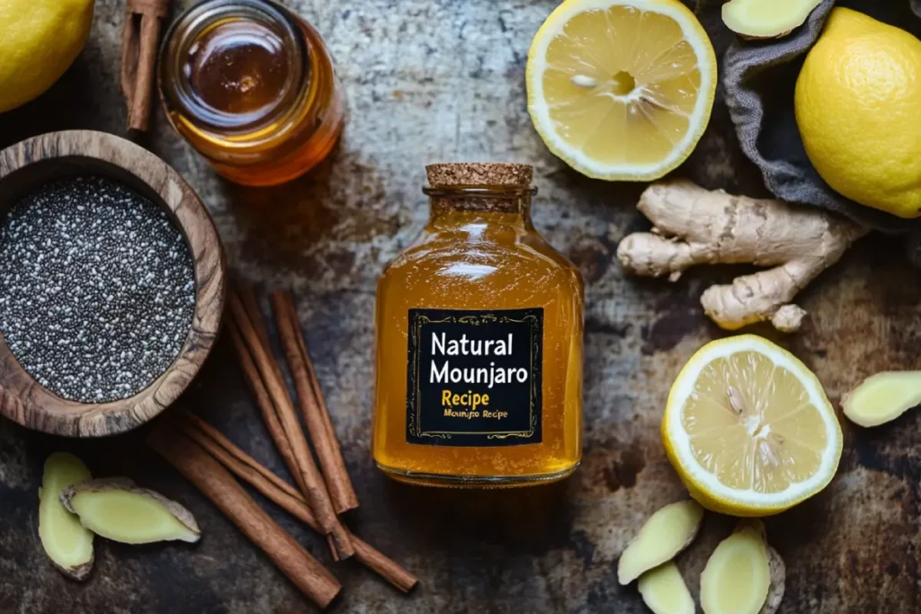Natural Mounjaro recipe drink with lemon, ginger, and ACV