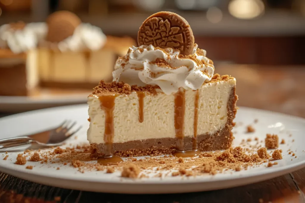 Biscoff cheesecake slice with cookie topping