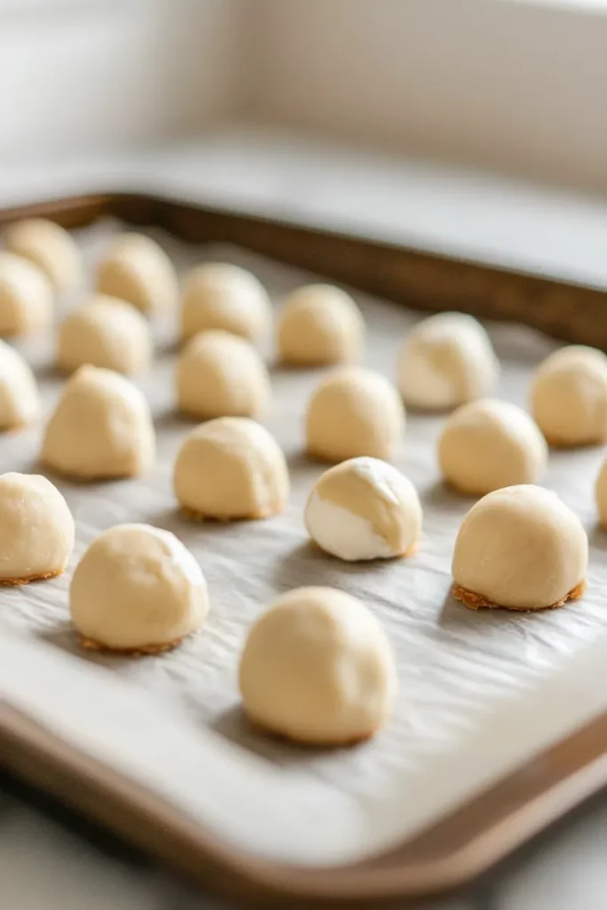 Strawberry Cheesecake Cookie Dough on Baking Sheet
