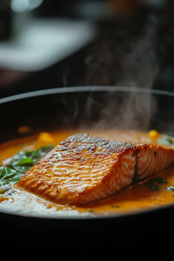 Thai Salmon pan-seared with curry sauce