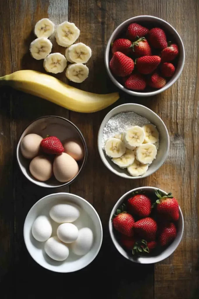 Ingredients for Chantilly Lili Recipe on a wooden table