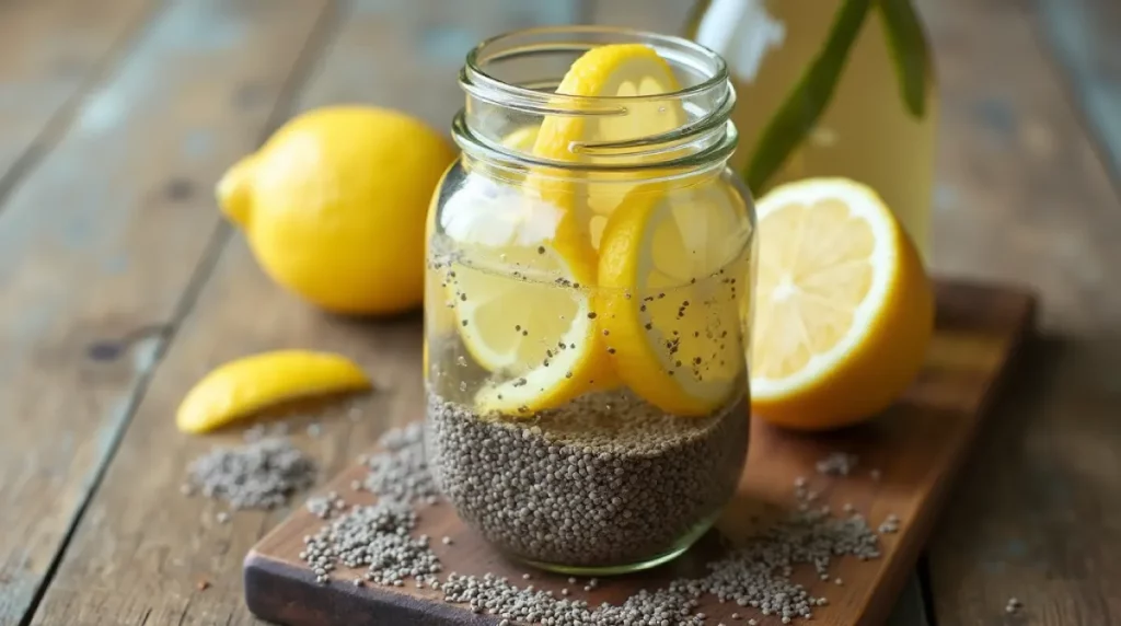 chia seeds recipe water with lemon in glass