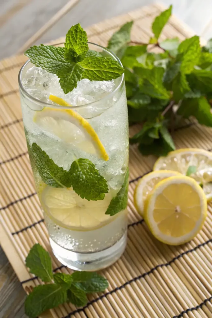 Served Japanese Mounjaro recipe homemade in glass with lemon and ice