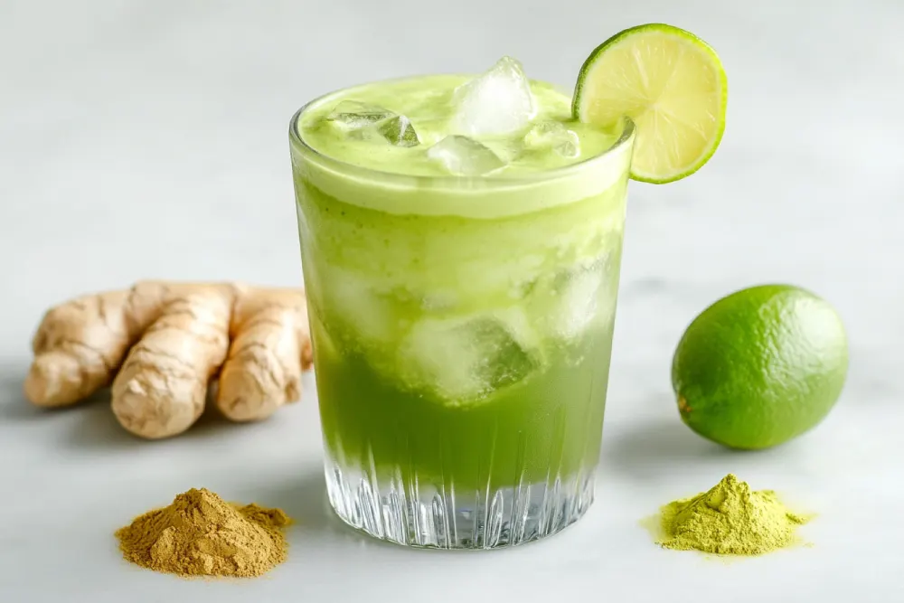 Brazilian Mounjaro recipe matcha drink with lime and ginger