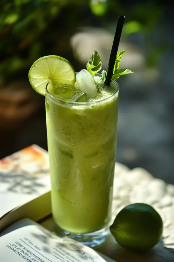 Served Brazilian Mounjaro matcha drink in a glass