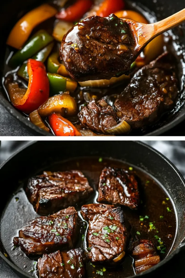 Cooking process of Jamaican peppered steak