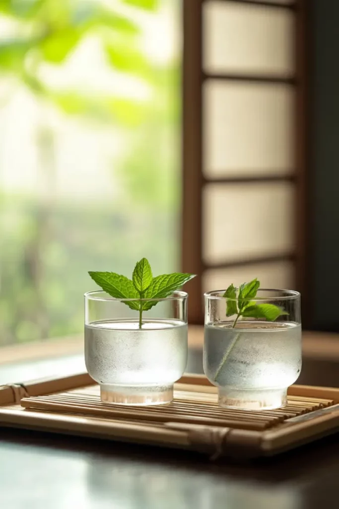 Served Japanese detox water recipe in glasses
